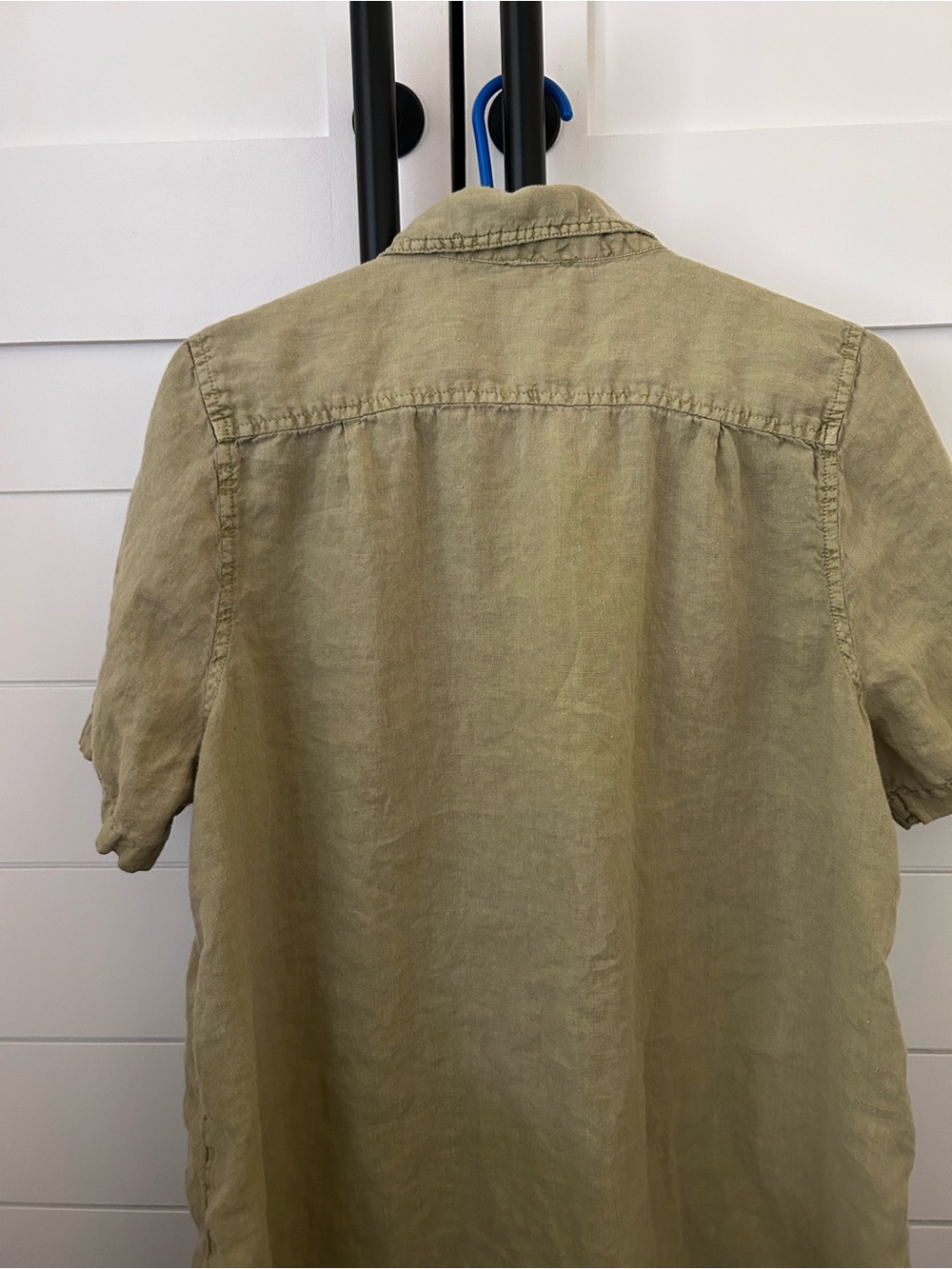 Sundance Olive Harper 100% Linen Shirt Dress Button Collared Short Sleeve XL - Picture 6 of 9